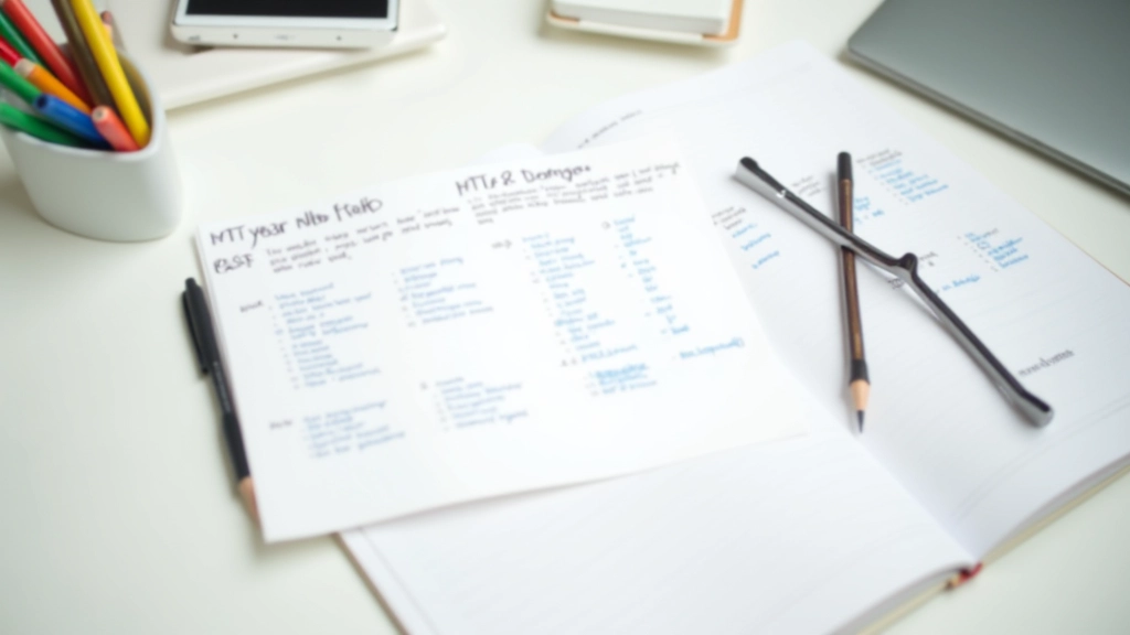 Overhead view of open notebook with pen and calculations