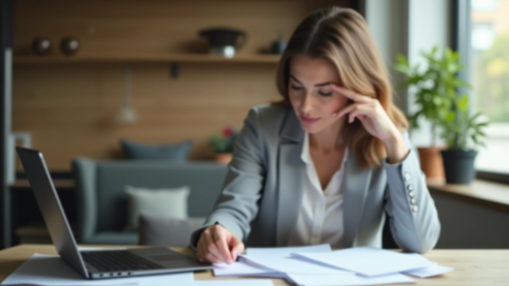 Woman at desk reviewing financial documents